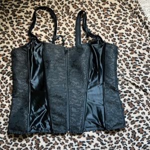 Corset lace up zip front pinup boudoir